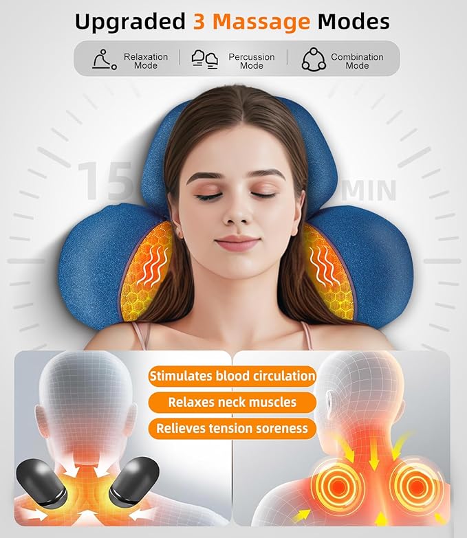 Upalled Neck Cervical Pillows, Rechargeable Neck Massager Cervical Pillows Neck Hump for Shoulder Pain