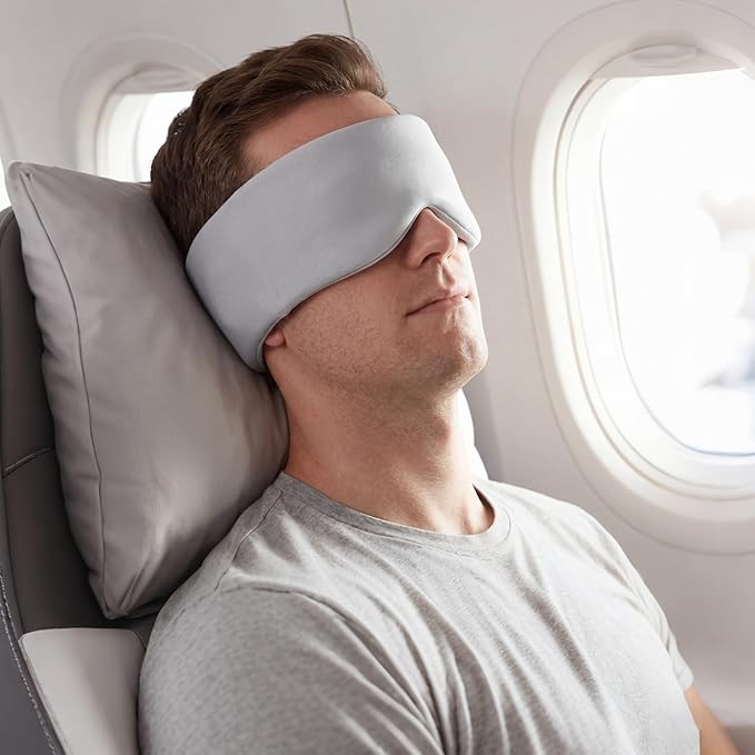 Silk Sleep Mask for Side Sleepers - Mulberry Silk Ultra Soft Light Blocking Eye Covers for Sleeping, Comfortable Eye Cover for Night Sleep Travel Airplane Home Sleepover Gift (Gray)