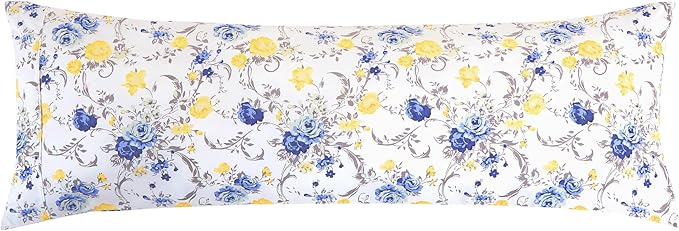 Elegant Comfort Ultra Soft 1-Piece Set Floral Print Pillowcases - 1500 Premium Hotel Quality Microfiber, Soft and Smooth Hidden Zipper Closure 1-Piece Pillow Covers - Body Pillowcase, Gold Jenna