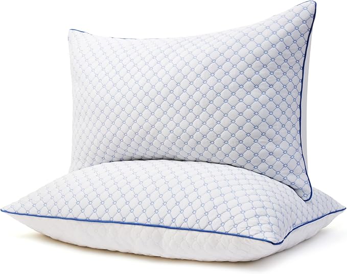 Bed Pillows Standard Size Set of 2 for Sleeping, Soft and Supportive Bed Pillows with Memory Foam Filling for Side and Back Sleepers, Neck Supportive-Standard Size, 2 Pack