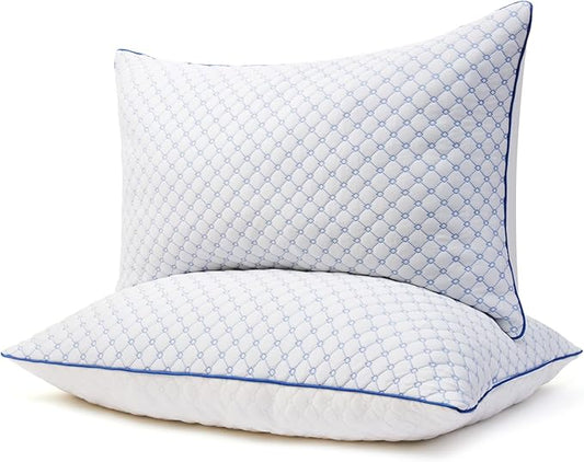 Bed Pillows Queen Size Set of 2 for Sleeping, Soft and Supportive Bed Pillows with Memory Foam Filling for Side, Back and Stomach Sleepers, Neck Supportive-Queen Size, 2 Pack