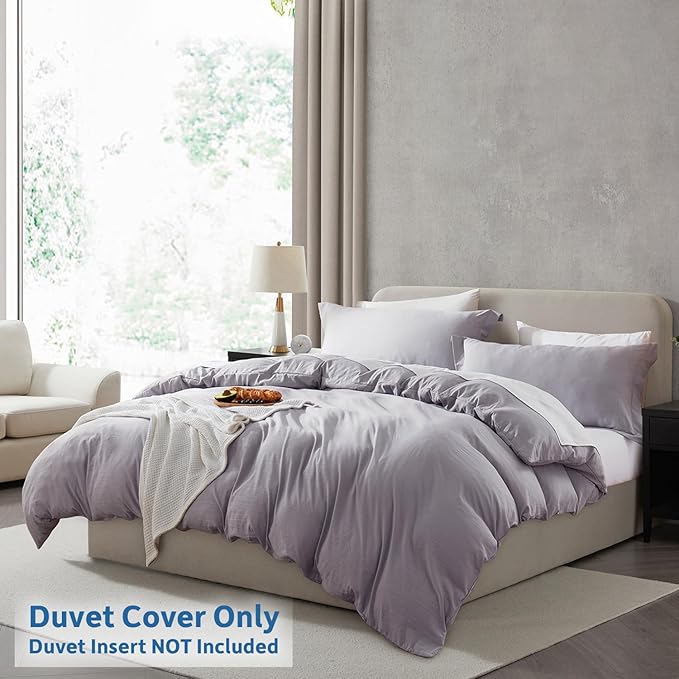 Nestl Grey Lavender Duvet Cover King Size - Soft Double Brushed King Duvet Cover Set, 3 Piece, with Zipper Closure, 1 Duvet Cover 104x90 inches and 2 Pillow Shams