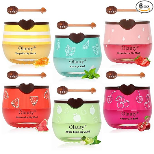 6 PCS Bee Lip Balm Honey Pot,Mothers Day Gifts,Teacher Appreciation Gifts,Birthday Gifts for Women Girls,Honey Lip Balm Lip Mask,Propolis Moisturizing Lip Sleeping Mask