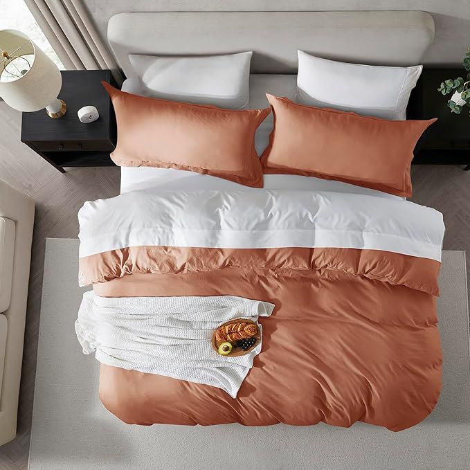 Nestl Rust California King Duvet Cover Sets - Soft Double Brushed Cal King Duvet Cover, 3 Piece, with Zipper Closure, 1 Duvet Cover 104x98 inches and 2 Pillow Shams