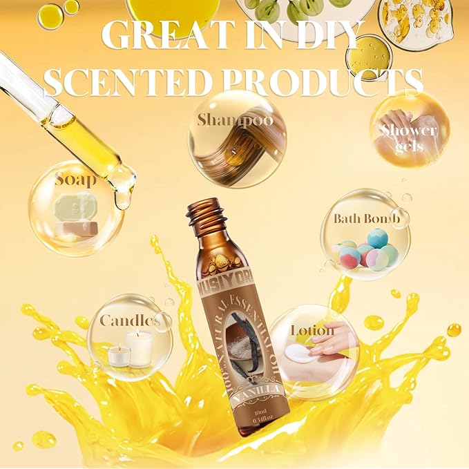 Vanilla Essential Oil 10ML - 100% Pure and Natural Therapeutic Grade Oils for Aromatherapy Diffuser - 0.34 Fl Oz/Vanilla