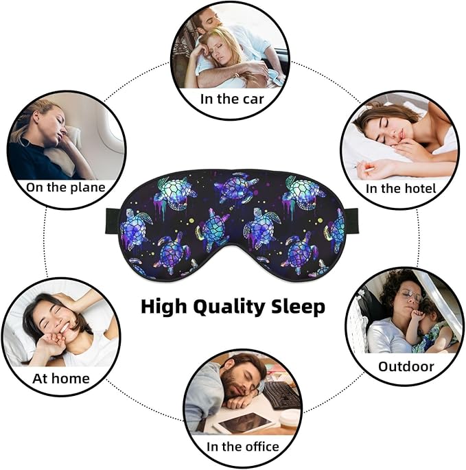 Sea Turtle Sleep Mask Breathable Soft Eye Mask for Sleep for Women Men Lightweight Eye Cover for Travel, Night Work, Nap, Office