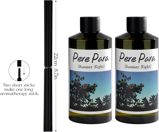 Summer Night Scent Premium Reed Diffuser Set - 2 Pack, 400ml /14.1 fl.oz Scented Oil with 6 Sticks | Long-Lasting Fragrance for Home & Office | Luxury Gift