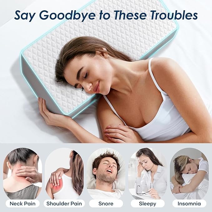 Kehangte Cooling Cube Pillow for Side Sleepers, Square Memory Foam Side Sleeper Pillow Firm Soft Double-Sided Supportive, Support Head Neck Shoulder for Pain Relief Cervical Pillow, 24"x12"x6"