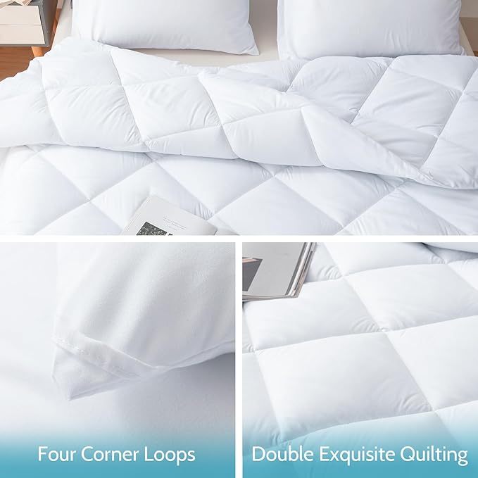 Decroom Lightweight California King Comforter Set with 2 Pillow Sham - 3 Pieces Set - Quilted Down Alternative Comforter/Duvet Insert for All Season - White - Cal King Size