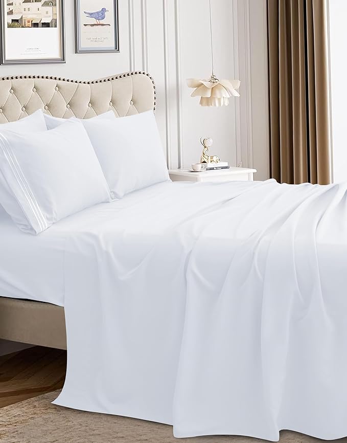 Mocassi Pillowcases 1800 Premium Hotel Quality - Easy Care, Smooth Weave, Wrinkle and Stain Resistant, Easy Slip-On, 2-Piece Set, Standard/Queen Pillowcase, White