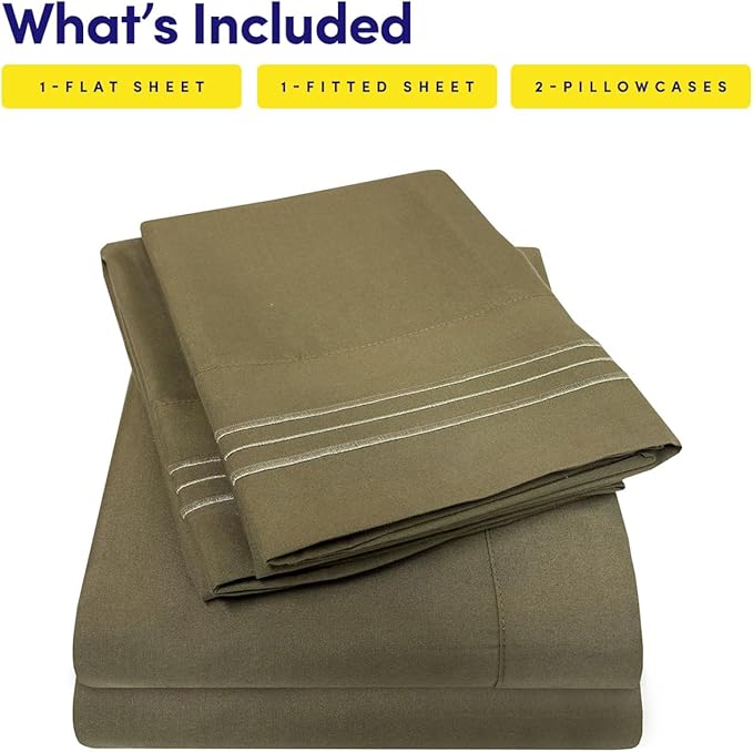 1500 Supreme Collection California King Sheet Sets Olive Green - Luxury Hotel Bed Sheets and Pillowcase Set for California King Mattress - Extra Soft, Elastic Corner Straps, Deep Pocket Sheets Olive