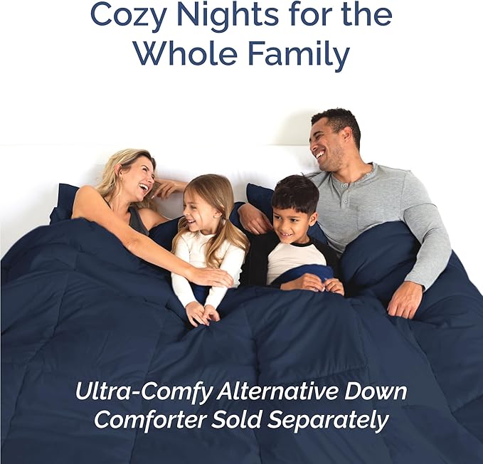 Full 6 Piece Sheet Set - Comfy, Breathable & Cooling - Hotel Luxury Bedding for Women, Men, Kids, Teens & Children - 1 Flat & 1 Fitted Sheet & 4 Pillowcases w/ Deep Pockets - Wrinkle Free - Navy Blue