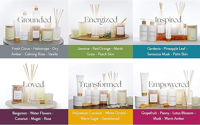 Lifetherapy Grounded Reed Diffuser, 8 oz - Inspiring Fragrance Scent, Natural Essential Oils, Ideal for Home or Office