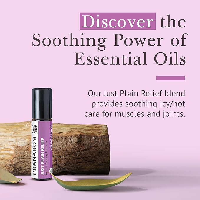 Pranarom - Just Plain Relief Essential Oils, Relaxing Aromatherapy Oils, Organic Essential Oil Blend, Essential Oils with Lavender, Peppermint & Helichrysum, 8mL
