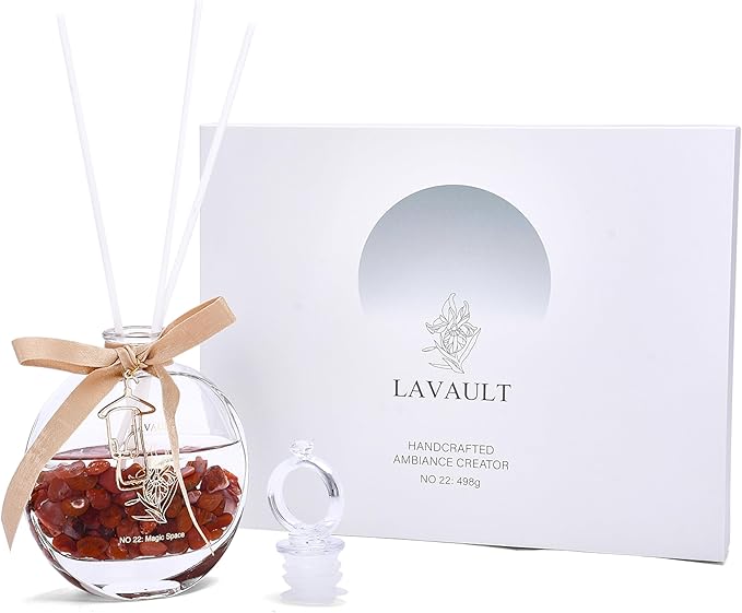 Lavault Reed Diffusers for Home Freshening - Long-Lasting Scent - Fragrance Diffuser for Home or Office - Creates a Relaxing Atmosphere - Red Sphere Oil Reed Diffuser - Red - Magic Space Aroma