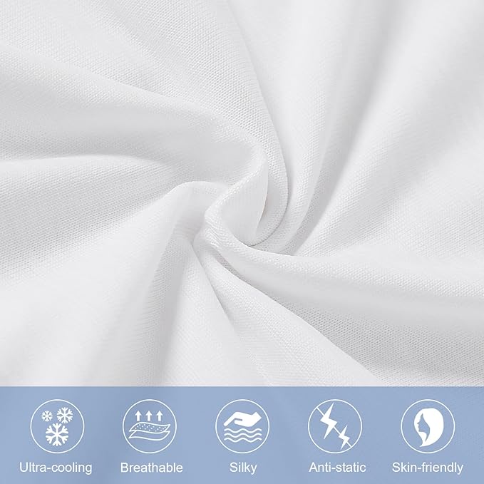 Elegear Cooling Pillow Cases for Hot Sleepers, Japanese Q-Max 0.5 Cooling Pillowcases, Both Sides[Cooling/Cotton], Breathable Soft Pillowcase for Hair and Skin, Set of 2-White (King (20" x 36"))