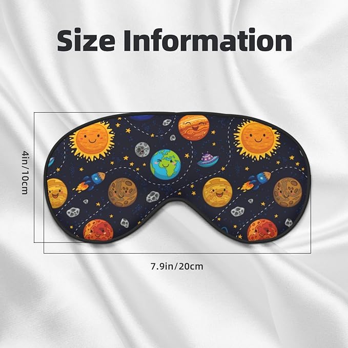 Outer Space Planets and Star Sleeping Eye Mask Stars and Comets Eye Mask for Sleeping Soft Comfort Eye Shade Blackout Eye Cover for Deep Rest Travel Nap Meditation