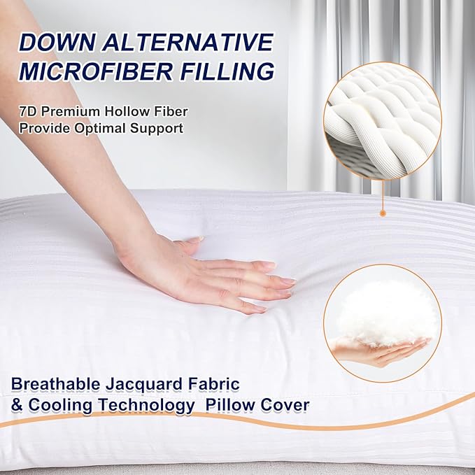 Favocama King Size Pillows Set of 4 Hotel Collection Bed Pillow for Sleeping King Pillows 4 Pack for Back, Stomach or Side Sleepers Soft and Supportive Washable Pillow for Bedroom