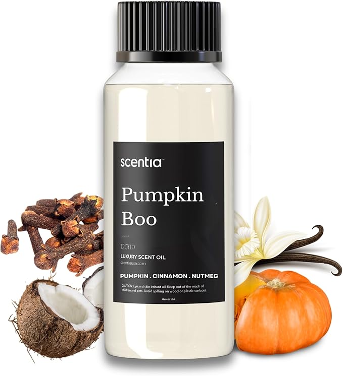Scentia Pumpkin Boo Fragrance Oil for Diffusers – Pumpkin Spice Vanilla Home Fragrance Oil for Aromatherapy, Candle Making & DIY Projects – Warm Sweet Gourmand Scent Oil – 120 ml