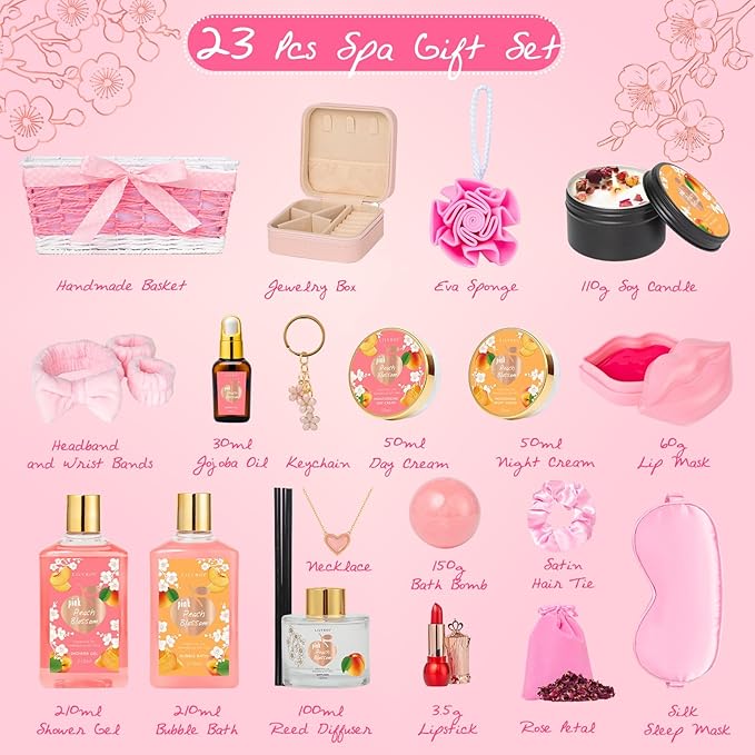 Mothers Day Gift Basket for Mom, Gifts for Women - 23Piece Bath and Body Gift Baskets Set, Spa Gift Baskets for Women, Gift Sets | Gift for Birthday, Christmas, Holiday, Anniversary, Valentines Day