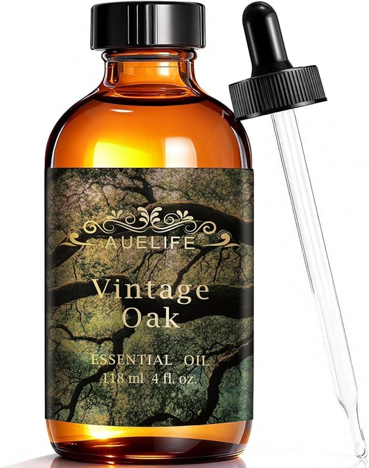 Auelife 4oz Vintage Oak Men Essential Oils for Diffusers for Home - Warm Woody Fragrance Oil for Candle Making, Soap Making, Father's Day & Birthday Gifts for Him- Masculine Scent for Men Gift, 118ml