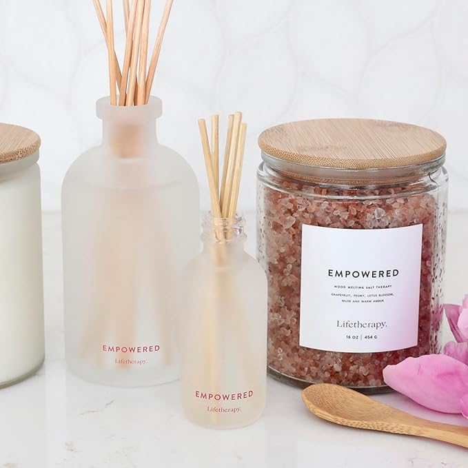 Lifetherapy Empowered Reed Diffuser, 8 oz - Inspiring Fragrance Scent, Natural Essential Oils, Ideal for Home or Office