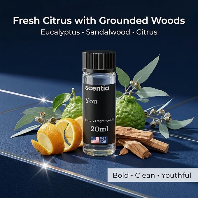Scentia You Fresh Fragrance Oil for Diffusers – Clean Citrus & Eucalyptus Home Scent with Pine, Jasmine & Sandalwood – Aromatic Diffuser Oil for Ultrasonic, Cold Air & Diffusers – 20 ml (0.67 fl oz)