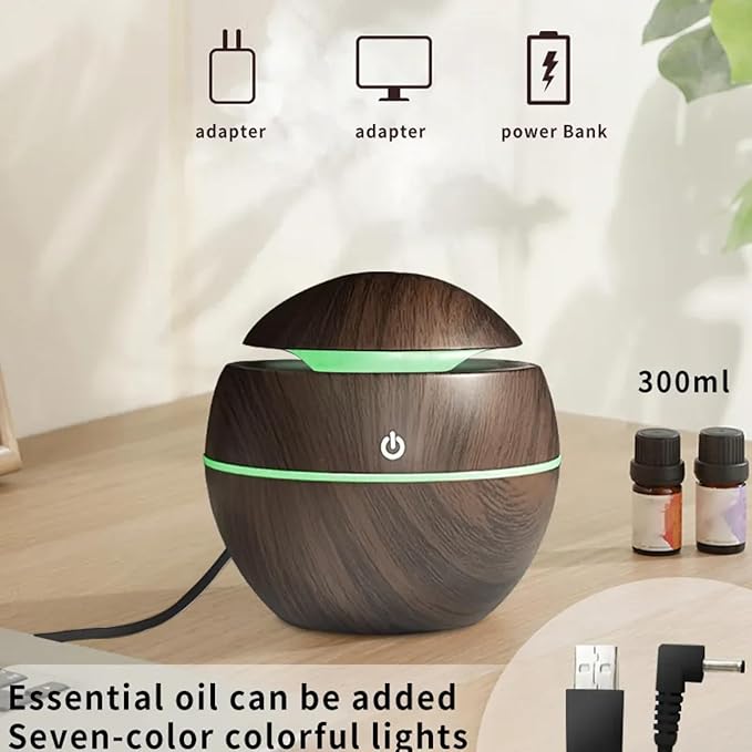 7 Colour LED Air Diffuser & Humidifier with Aromatic Essential Oil Feature | 130ml Ultrasonic Cool Mist | Auto Shut-Off | Aromatherapy Diffuser for Home, Office, Spa and More!