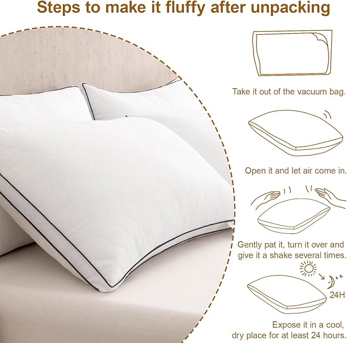 Bed pillows Reversible Queen Size Set of 4, Firm on One Side, Soft on the Other, Luxury Hotel Quality 3D Microfiber for Side, Back & Stomach Sleepers, Breathable Cover to Reduce Neck Pain 20*30