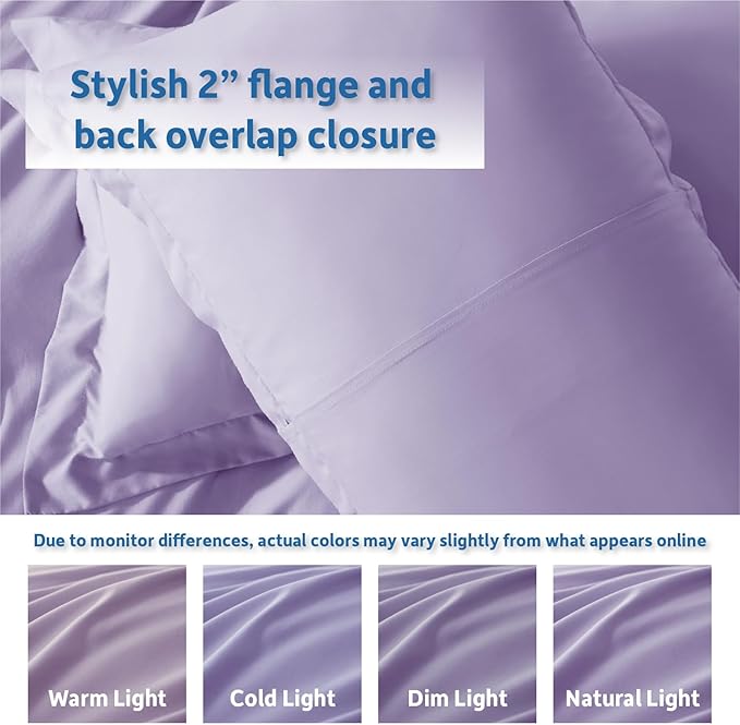Nestl Queen Duvet Cover Set with Comforter Insert - Lavender 4 Piece 90x90 Duvet Cover & 2 Pillow Shams with White Quilted Down Alternative Comforter, Ultra Soft, All Season