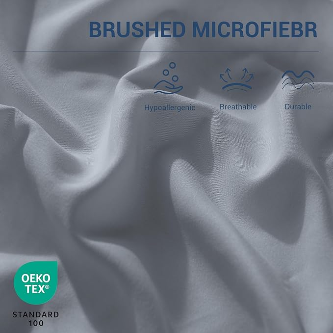 Pillowcases Standard 4 Pack, 20x26 Pillow Cases with Envelope Closure, Soft Plain Brushed Microfiber Covers Breathable Wrinkle-Resistant, Gray