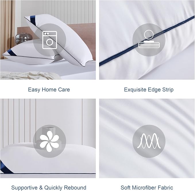 Meoflaw Pillows King Size Set of 4,Soft Microfiber King Pillows with Hollow Fiber,Hotel Quailty Bed Pillows for Sleeping 4 Pack for Back,Stomach Sleeper