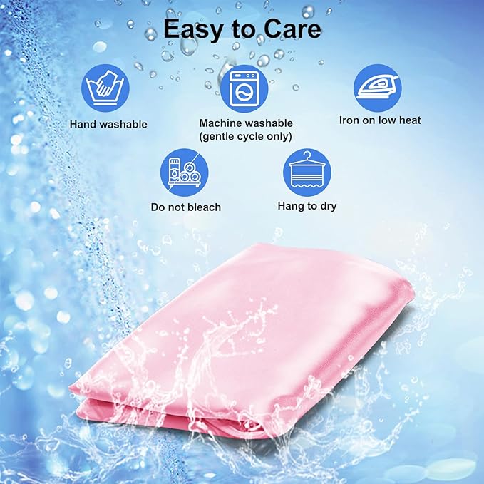 Satin Pillowcase for Cervical Pillow, Ergonomic Case, Smooth & Silky Soft Sleeping Pillowcase, Pink Pillow Cover with Zipper
