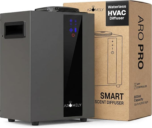 AROMELY HVAC Scent Diffuser – Nebulizing Waterless Diffuser for Home, Office, Large Room & Commercial Use – Smart Bluetooth App Controlled, Up to 4,000 SQFT – Cold Air Diffusion Technology – Black