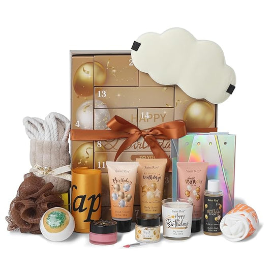 Birthday Gifts for Women, Birthday Spa Gift Basket for Women & Men, Luxury Birthday Spa Gift Box, Rich Bath Essentials, Butter, Candle, happy birthday gifts box for women bath and body care
