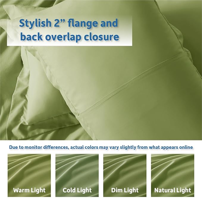 Nestl Full Duvet Cover Set with Comforter Insert - Calla Green 4 Piece 80x90 Duvet Cover & 2 Pillow Shams with White Quilted Down Alternative Comforter, Ultra Soft, All Season