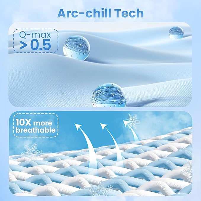 LUXEAR Cooling Pillow Cases, 2 Pack King Size Arc-Chill Q-max > 0.5 Gradient Cool Pillowcases for Hair Skin,Breathable Silky Cooling Summer Pillow Cover for Hot Sleepers & Night Sweats- Gradient Blue