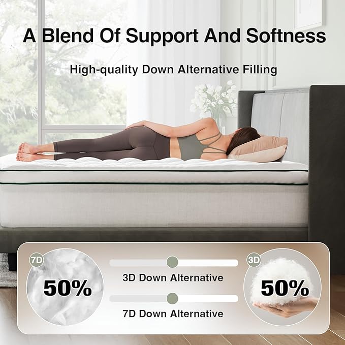 Novilla California King Mattress Topper, Soft Pillow Top for Dorm Bed, Breathable Quilted Mattress Pad Cover with Deep Pocket, Down Alternative Fill, Machine Washable Back to School Essentials