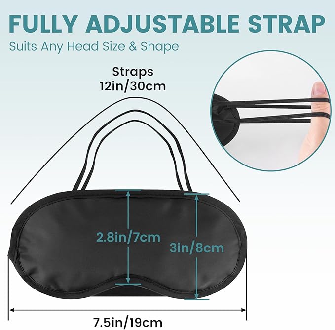20 PCS Sleep Eye Masks Blindfolds - Light-Tight with Nose Pad & Adjustable Strap, Bulk Comfortable Breathable Party Supplies for Team Building Travel, Black Eye Cover for Women Men
