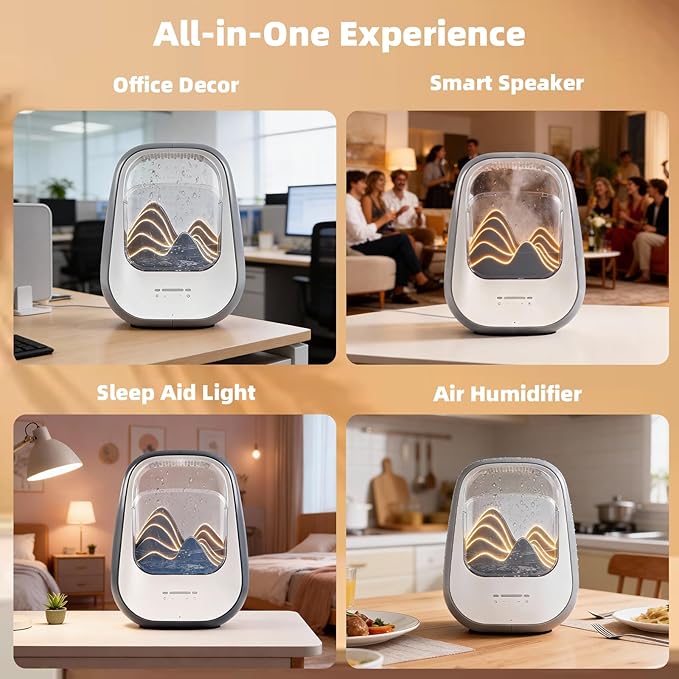 8-in-1 White Noise Sound Machine with Aroma Diffuser, Rain Sound Machine for Sleeping, Stress Relief, White Noise Machine Night Light Timer for Bedroom Office Home Decor, Gray