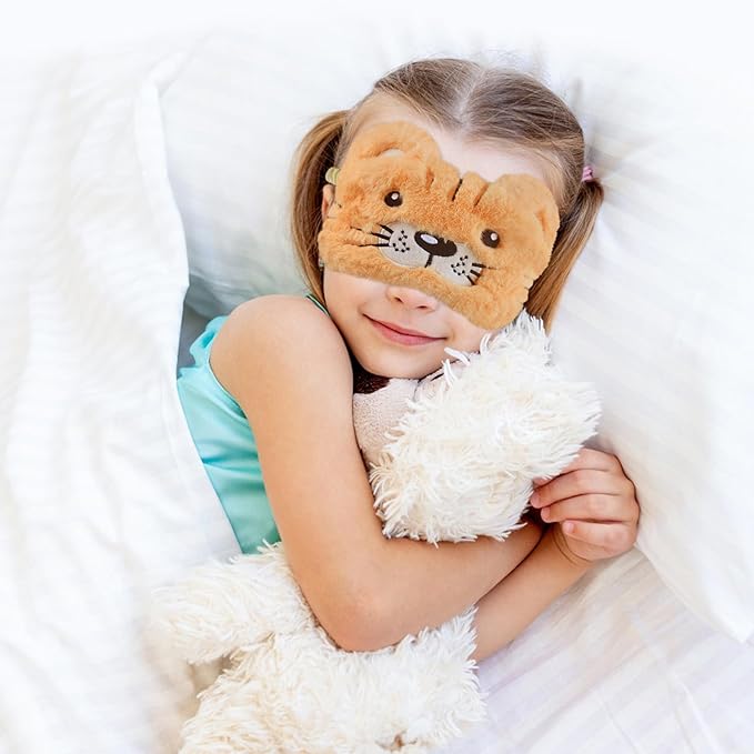 Cute Tiger Sleeping Mask, Soft Fluffy Plush Blindfold Funny Novelty Sleep Mask Eye Cover Eyeshade for Kids Girls Boys Women Night Nap Travel Meditation