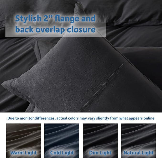 Nestl Black California King Duvet Cover Sets - Soft Double Brushed Cal King Duvet Cover, 3 Piece, with Zipper Closure, 1 Duvet Cover 104x98 inches and 2 Pillow Shams