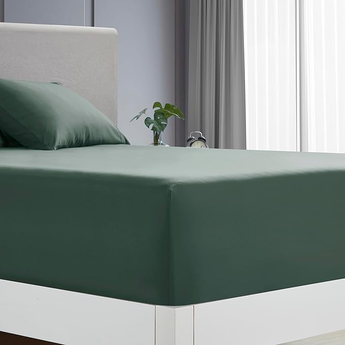 Clara Clark Cal King Sheets - Hotel Luxury 6 Piece Bed Sheets for Cal King Size Bed - Soft Bedding Sheets & Pillowcases, Fits Mattress up to 16 inch deep. California King, Forest Green
