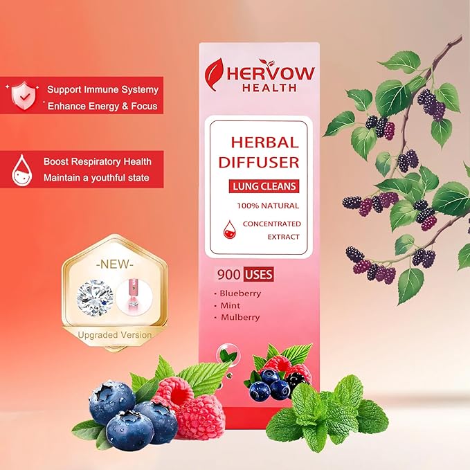 【HERVOW】 Portable Aromatherapy Diffuser for Essential Oils – 900 Uses Long Lasting, No Electricity, Natural Mint Lavender Chamomile, for Home Car Office Travel, Calming Air Freshener Gift