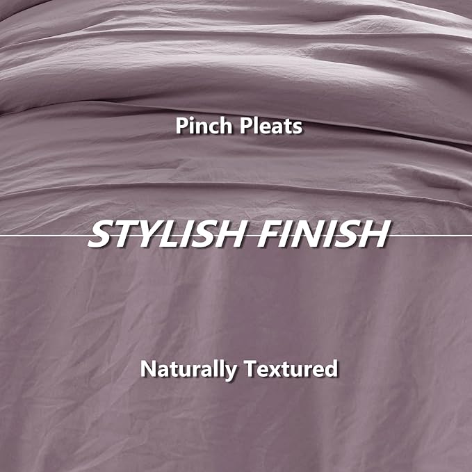 CozyLux King Size Comforter Set Dusty Purple, 7 Pieces Soft Pinch Pleat Bed in a Bag King Comforter Set with Sheets, Boho Bed Set with Down Alternative Comforter, Sheets, Pillowcases & Shams