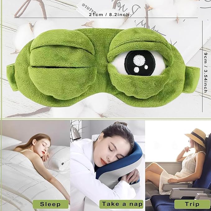 3D Frog Sleep Mask, Frog Sleep Mask, Soft & Comfortable Travel Eye Mask, Lightweight & Portable, Unisex, All-Season Use (4pcs)