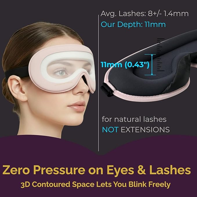 Ringchan Sleep Masks for Women Lash Friendly - 100% Blackout Eye Masks for Sleep - Zero Eye Pressure Sleeping Mask for Naps, Travel & Meditation, Adjustable & Soft - Dusty Rose Pink