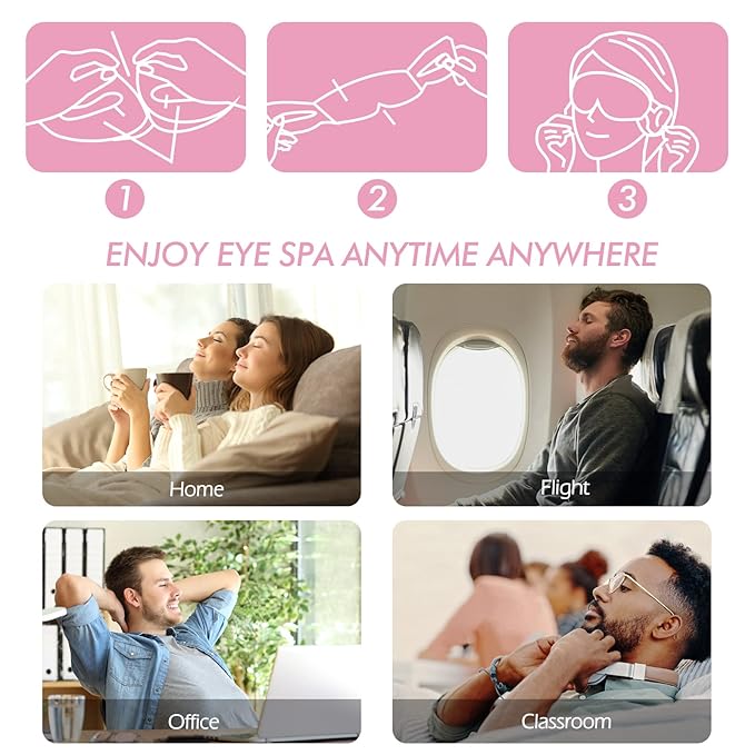 Jekeno Steam Eye Mask, 16 Packs Eye Masks for Dry Eyes, 40-60 Minutes Self Moist Warm Compress Heated Disposable Mask for Sleep, Spa Relaxing Trip Gifts, Travel Essentials for Women Men