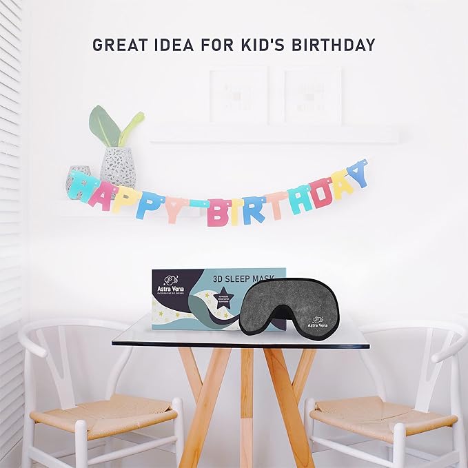 3D Sleep Mask for Kids, Light Block Sleeping Blindfold Memory Foam Contoured Eye Mask for Sleep, Adjustable Strap Eye Cover and Travel Sleep Mask for Boys Girls, Grey