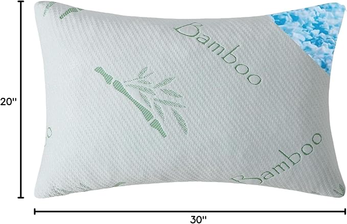 Shredded Memory Foam Pillows Set of 1, Cooling Zippered Breathable Memory Foam Bed Pillow for Sleeping 1 Pack, Queen Size Firm Pillow Gel for Neck Support, Hotel Quality Rest Pillow 20" x 30" Queen